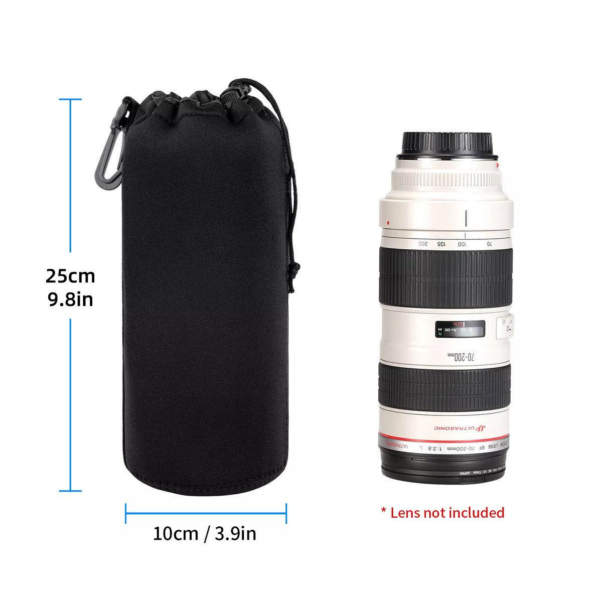 4 Pcs DSLR Camera Lens Pouch Protective Soft Cover