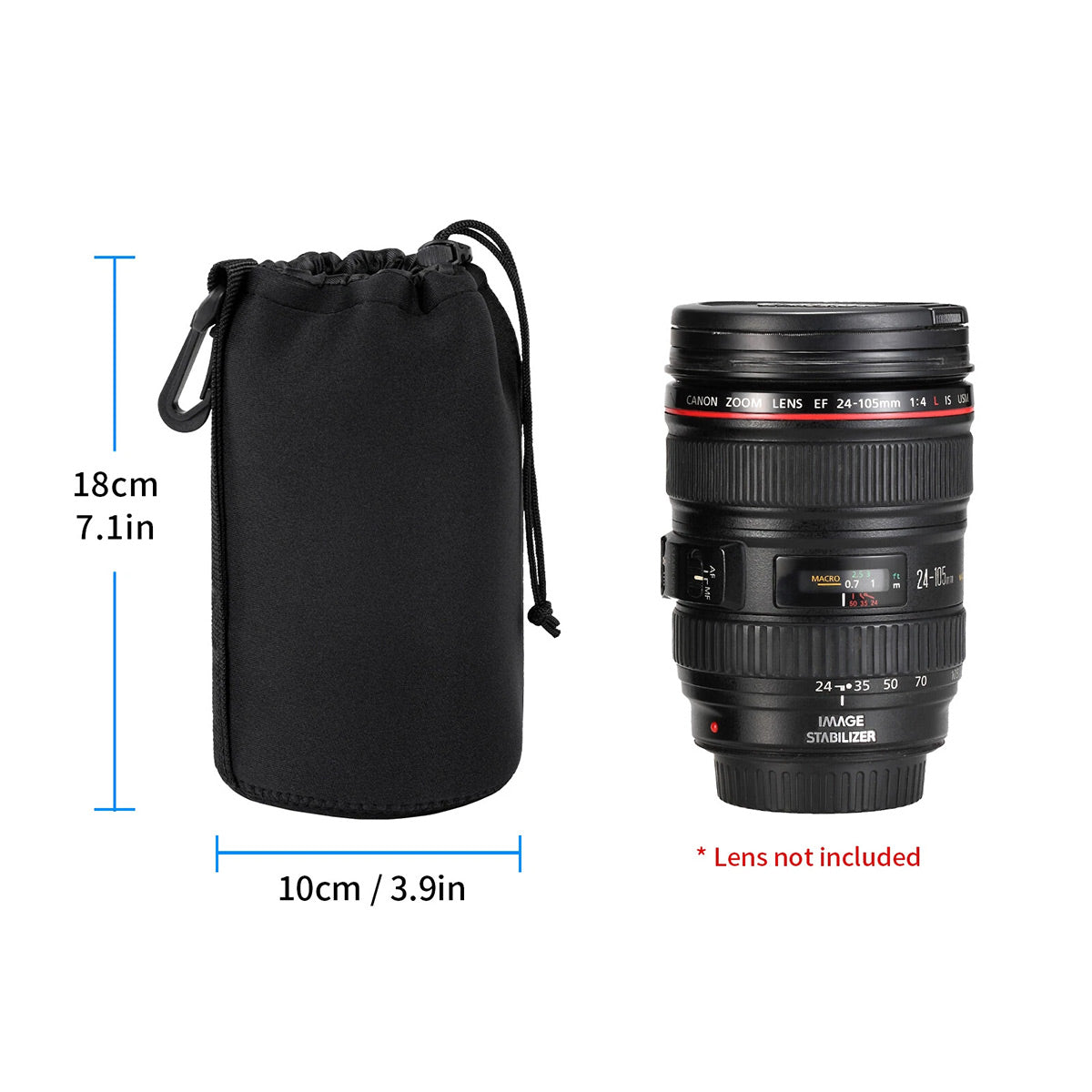 4 Pcs DSLR Camera Lens Pouch Protective Soft Cover