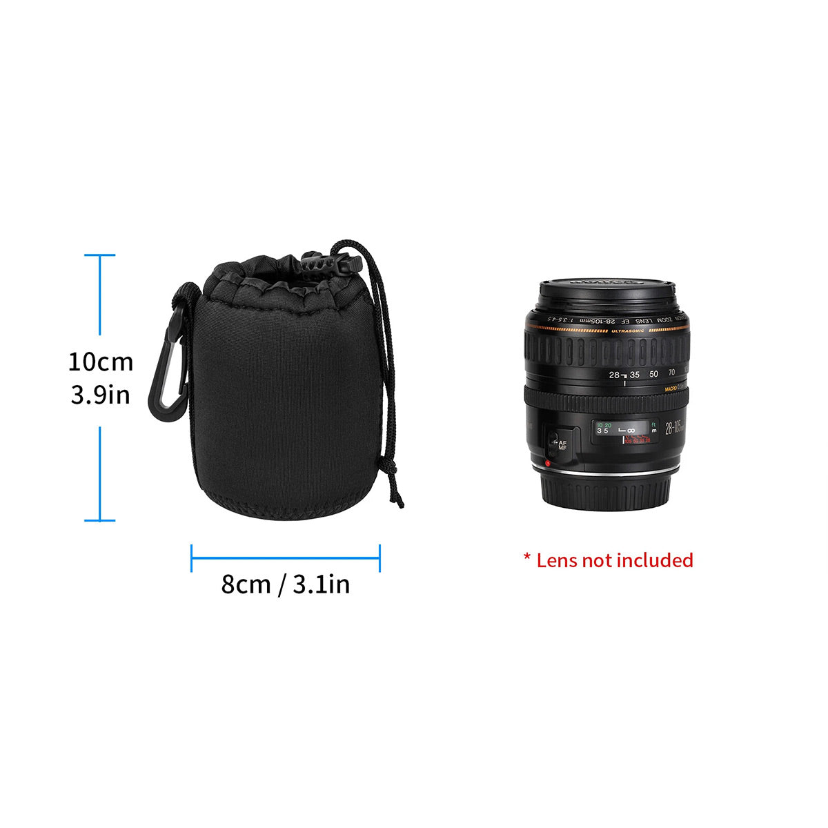 4 Pcs DSLR Camera Lens Pouch Protective Soft Cover