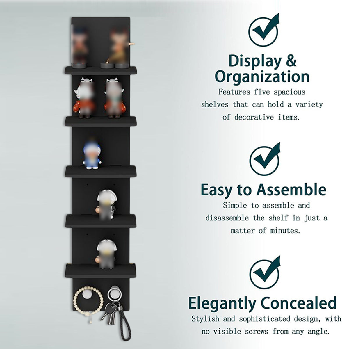 5-Tier Wall-Mounted Shelf with 40lbs Load Capacity