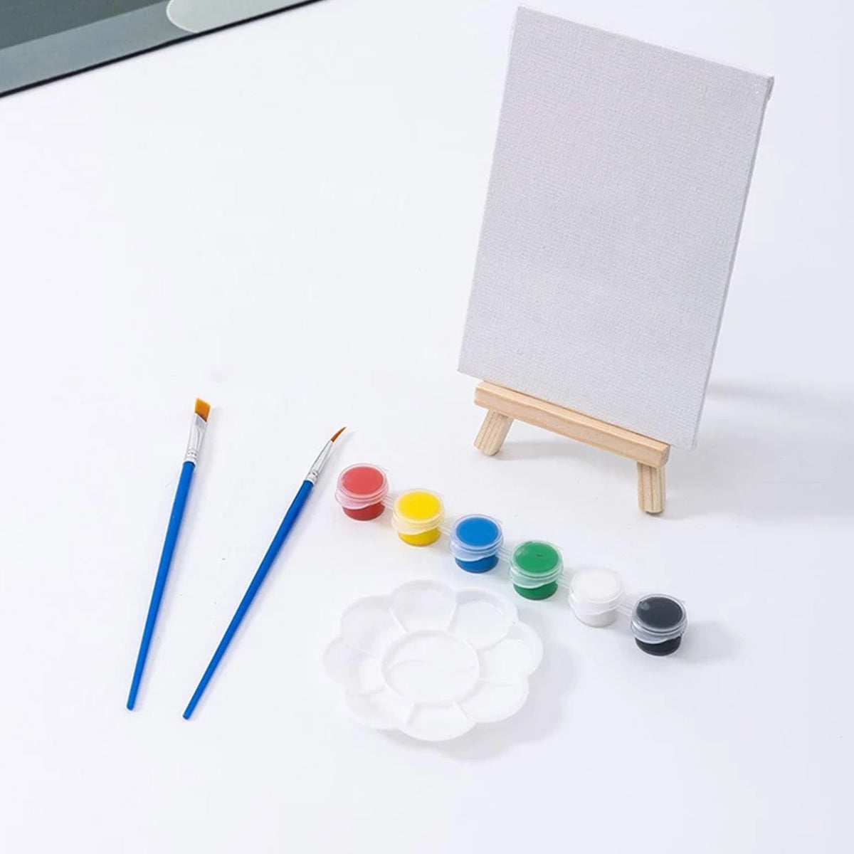 10 Sets Mini Easel DIY Art Kit with Canvas and Brushes