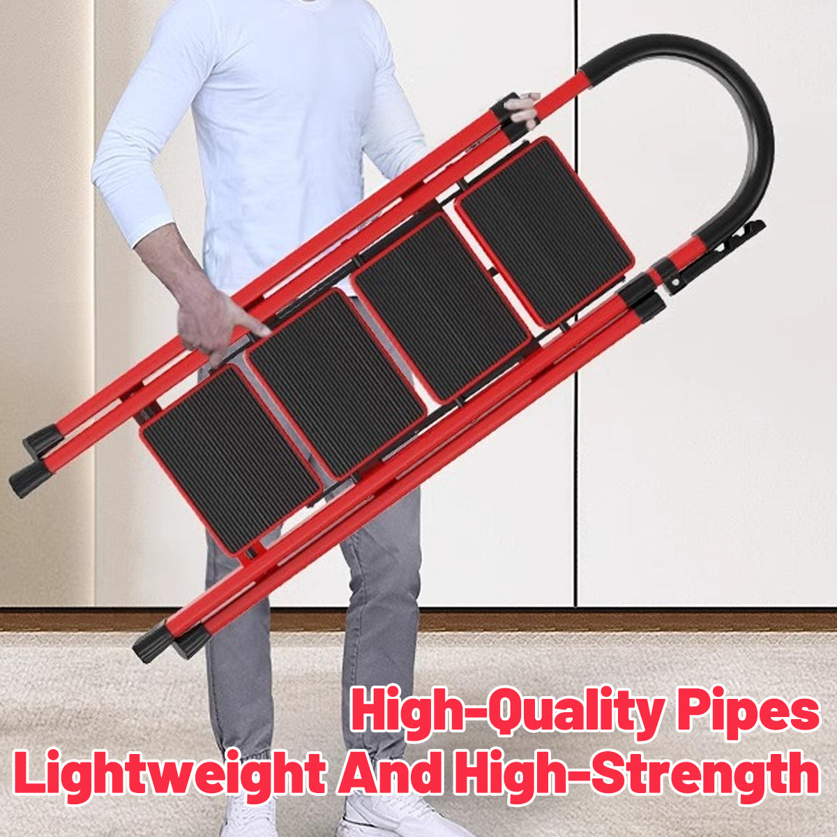 4 Step Carbon Steel Folding Ladder Heavy Duty Home Use