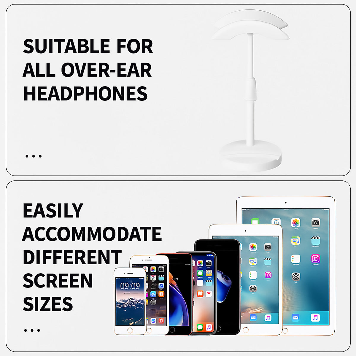 Adjustable Headphone Stand with Phone Grooves Gaming