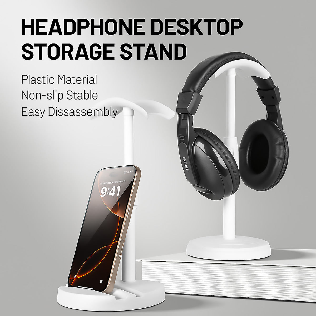Adjustable Headphone Stand with Phone Grooves Gaming