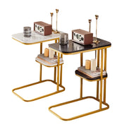 2 Tier Side Table with Rounded Corners for Living Room