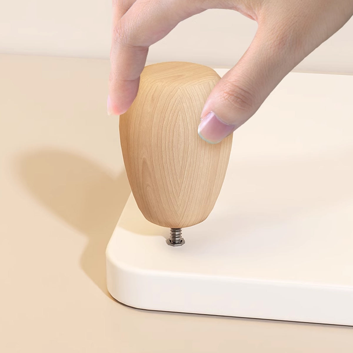 2 Pcs Monitor Riser and Desktop Storage Shelf MDF Beech Wood