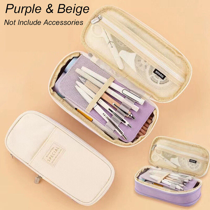 Zipper Pencil Case Expandable Storage Multi Pocket