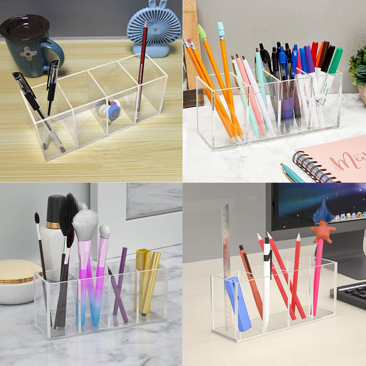 Transparent Acrylic Storage Box Four-Compartment Organiser
