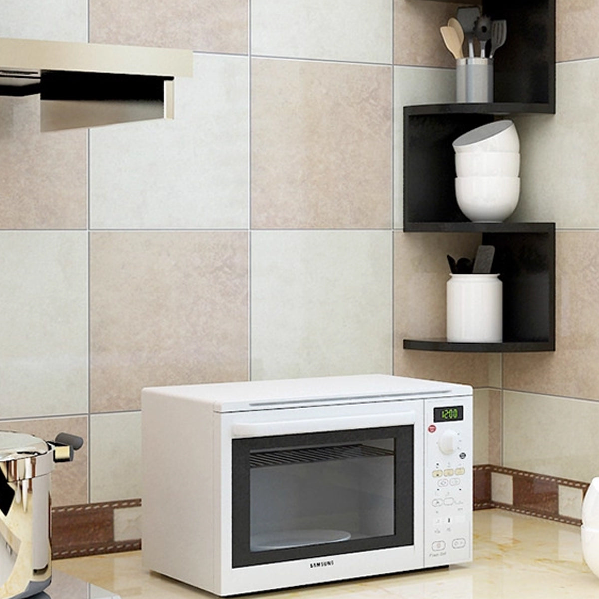 Corner Wall Mounted Storage Rack Multi Tier PVC Shelf