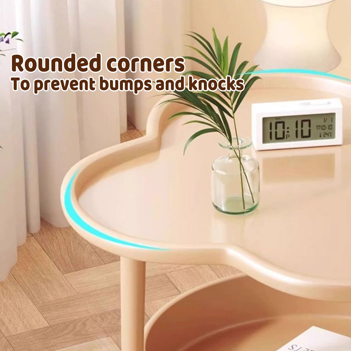 Double Layer Side Table Coffee Table with Clover Top for Break Room