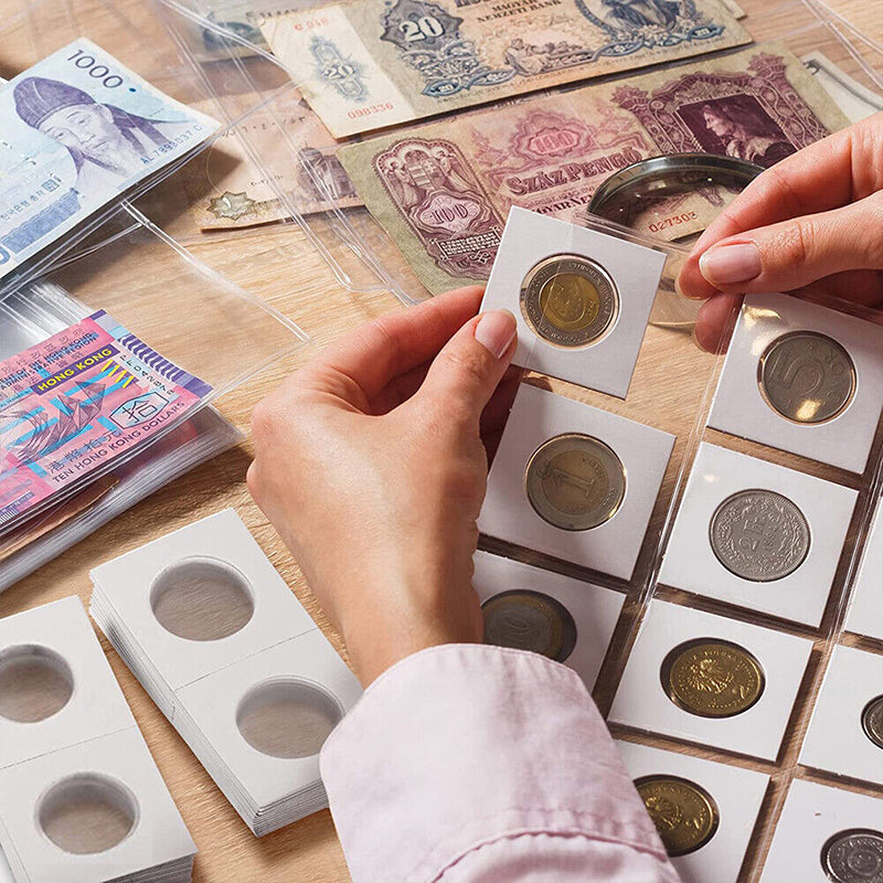 100 Pcs Cardboard Coin Holders 35mm for 50c 20c