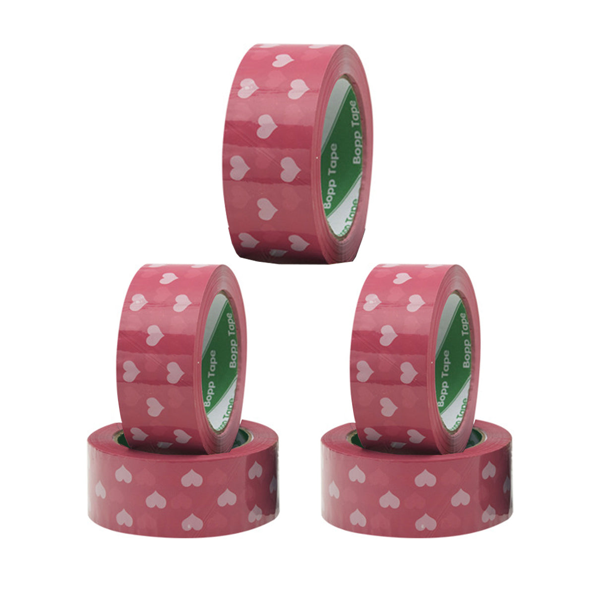 5 Rolls Cute Heart Design Packing Tape Adhesive Set Pink & Blue
