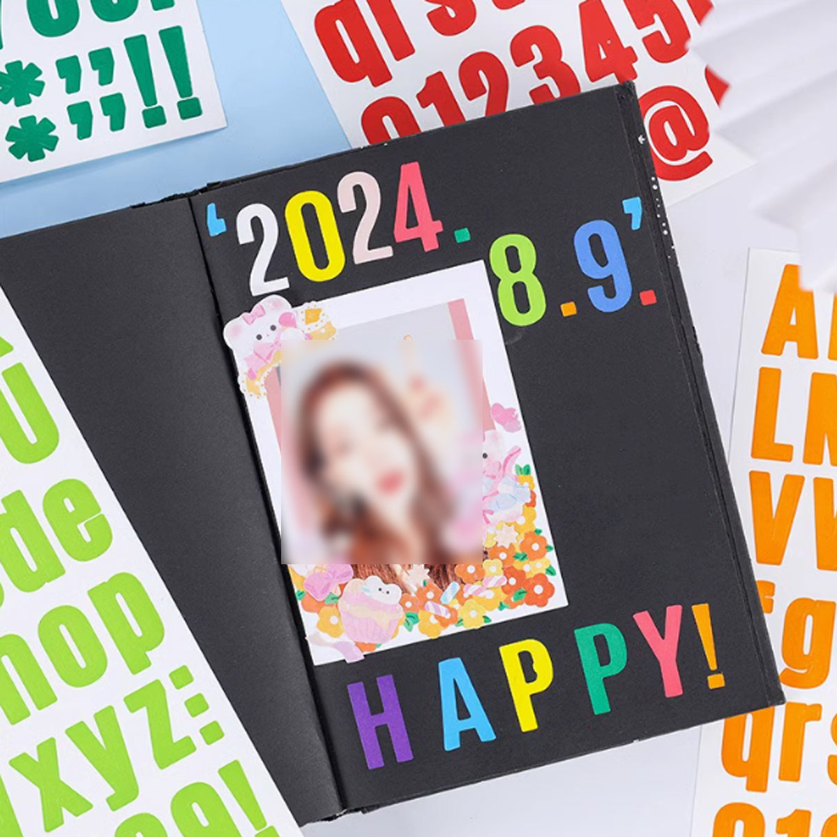 10 Sheets Alphanumeric Vinyl Stickers Colourful Water-Resistant