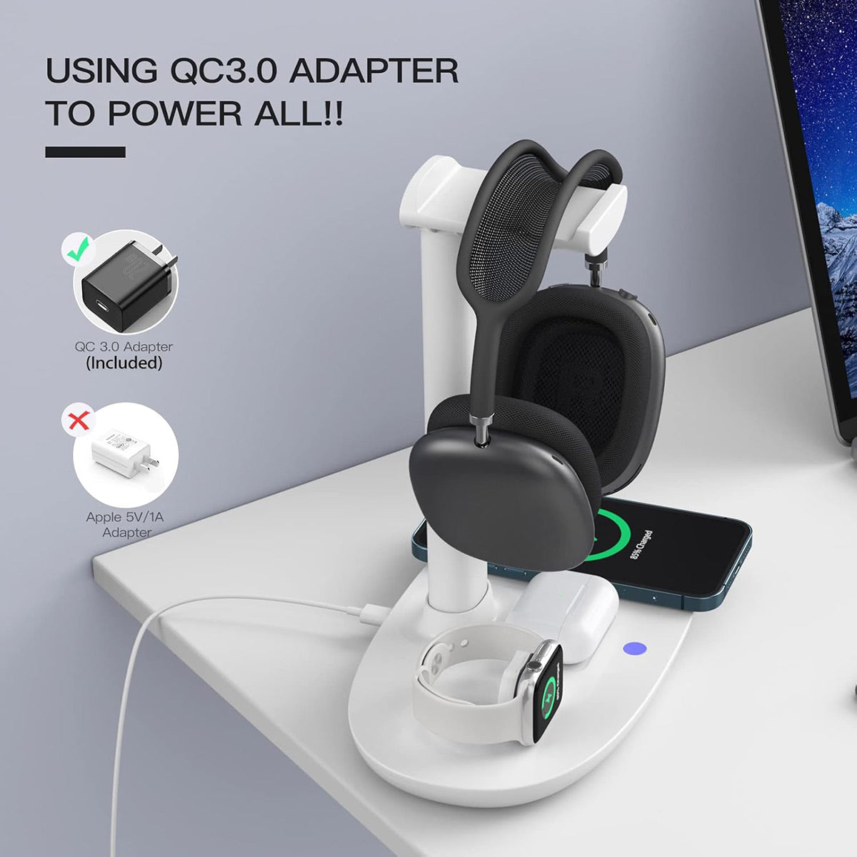Headphone Stand Charging Station 15W Wireless Pad