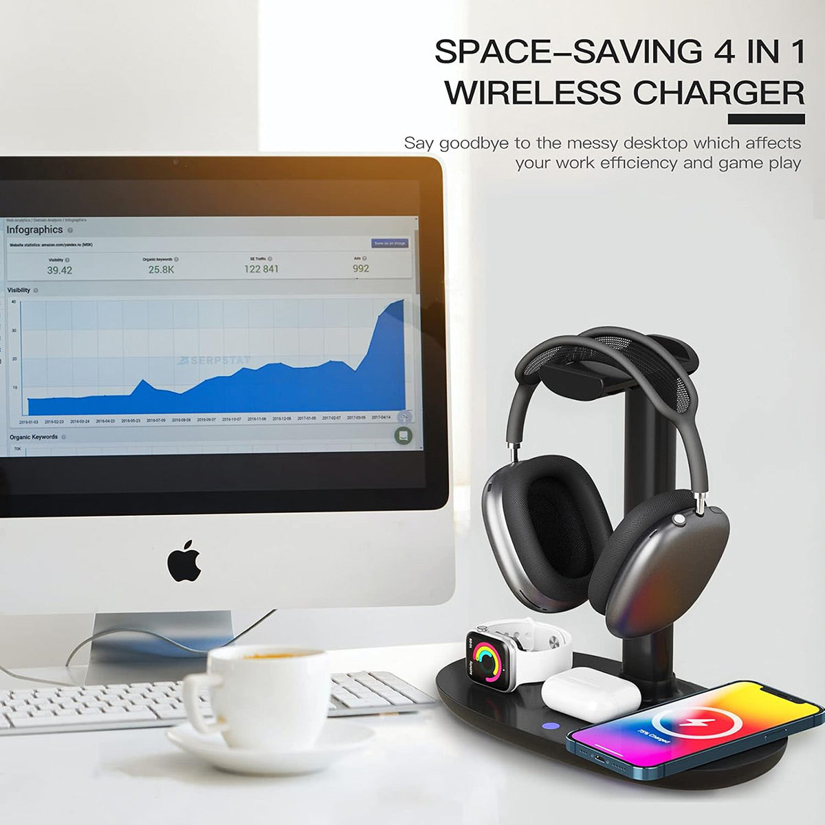 Headphone Stand Charging Station 15W Wireless Pad