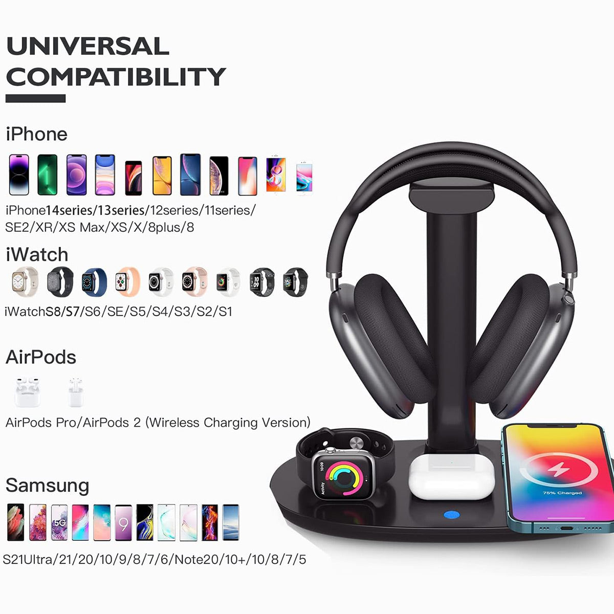 Headphone Stand Charging Station 15W Wireless Pad