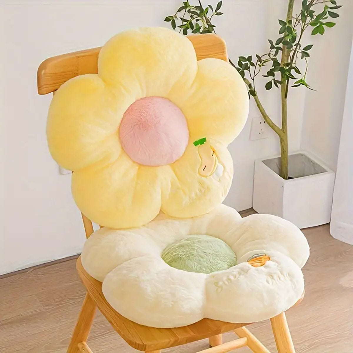 Sunflower Floor Cushion Soft Plush Chair Pad with Padding