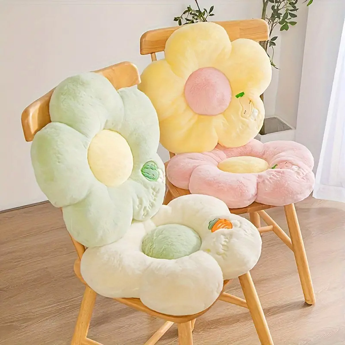 Sunflower Floor Cushion Soft Plush Chair Pad with Padding