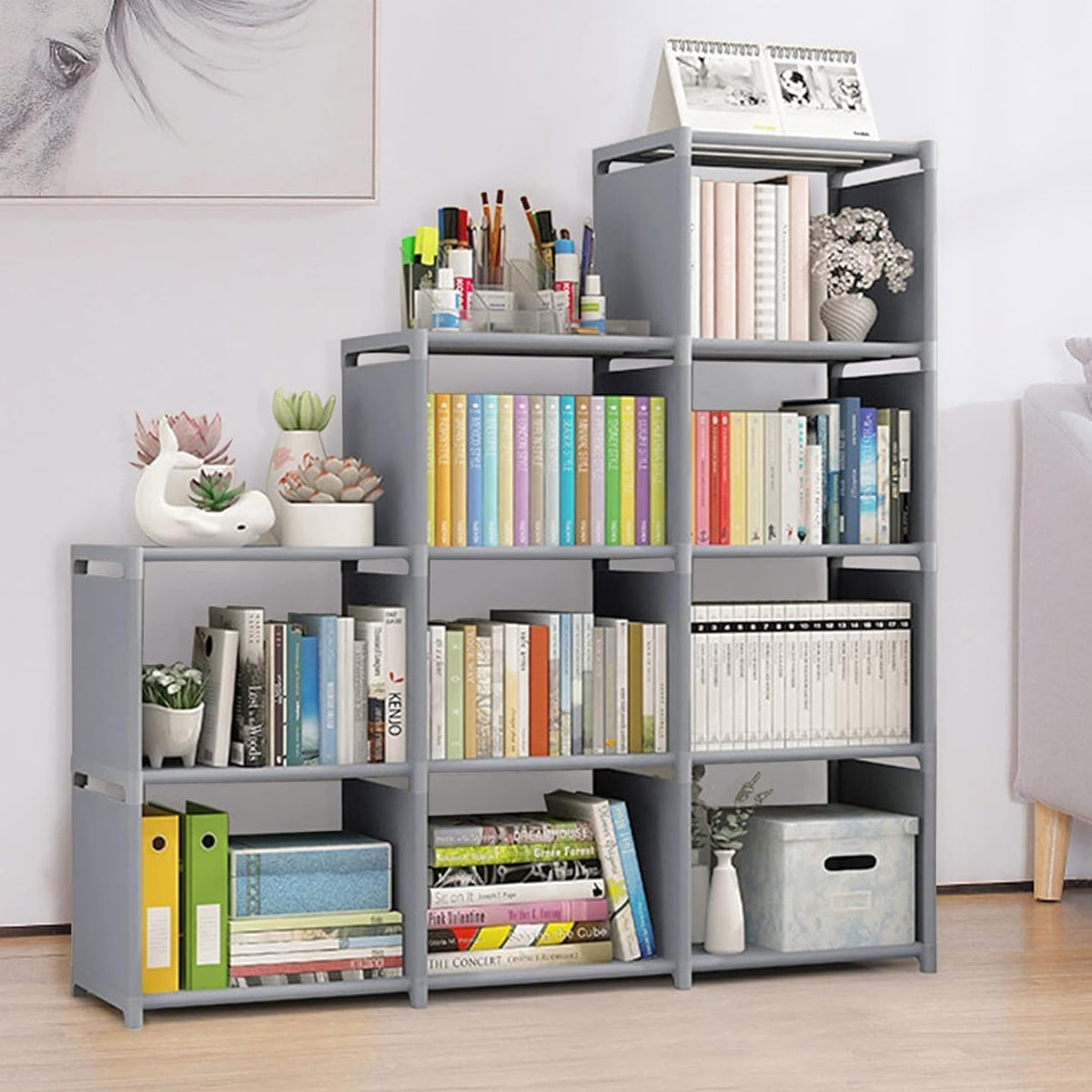 Multi Layer Bookcase Storage Rack with Waterproof Fabric