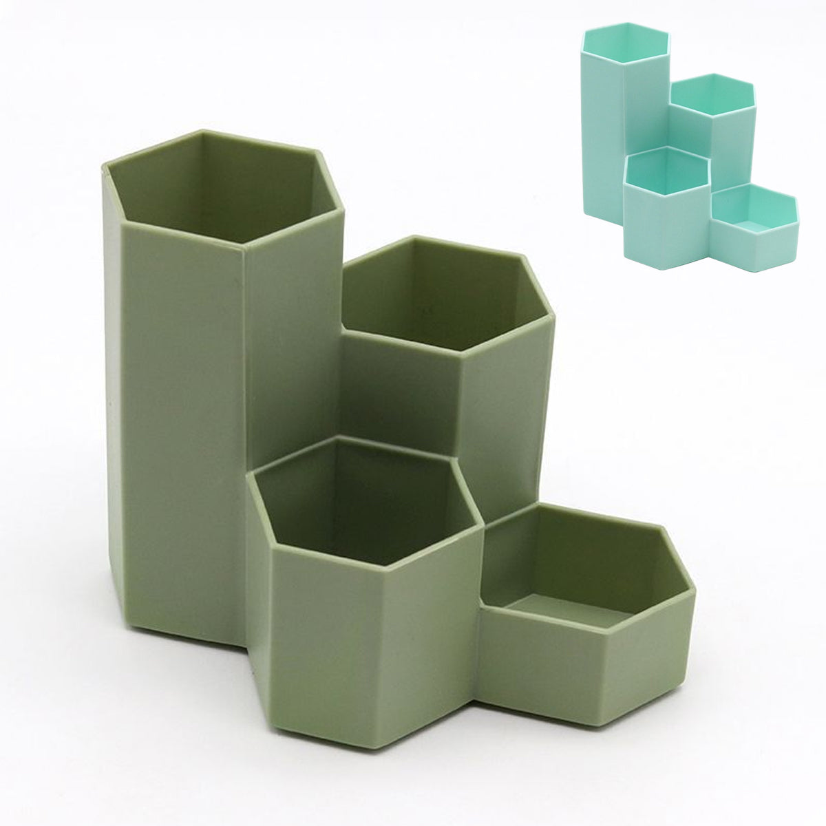 2 Pcs Hexagonal Pen Holder Macaron Colour PP Desk Organiser