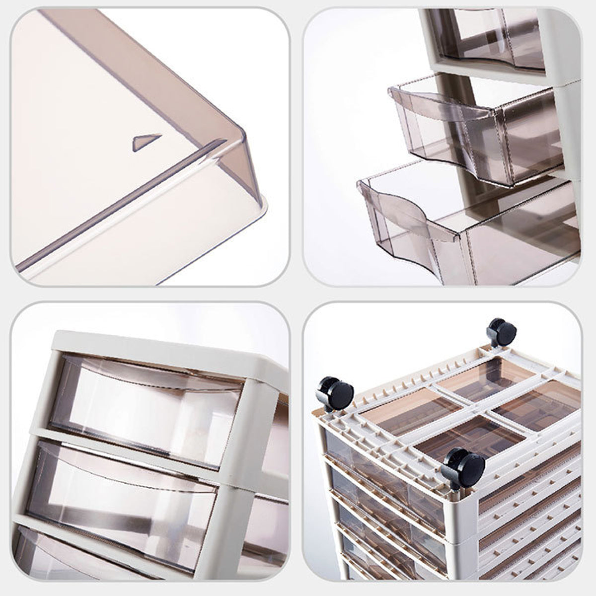 10-Layer Plastic Chest of Drawers with Wheels Transparent