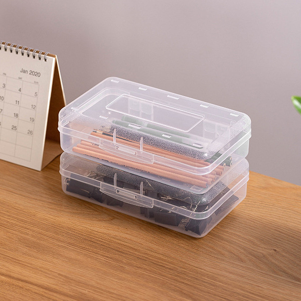 Transparent PP Plastic Pencil Case Large Capacity Multifunctional