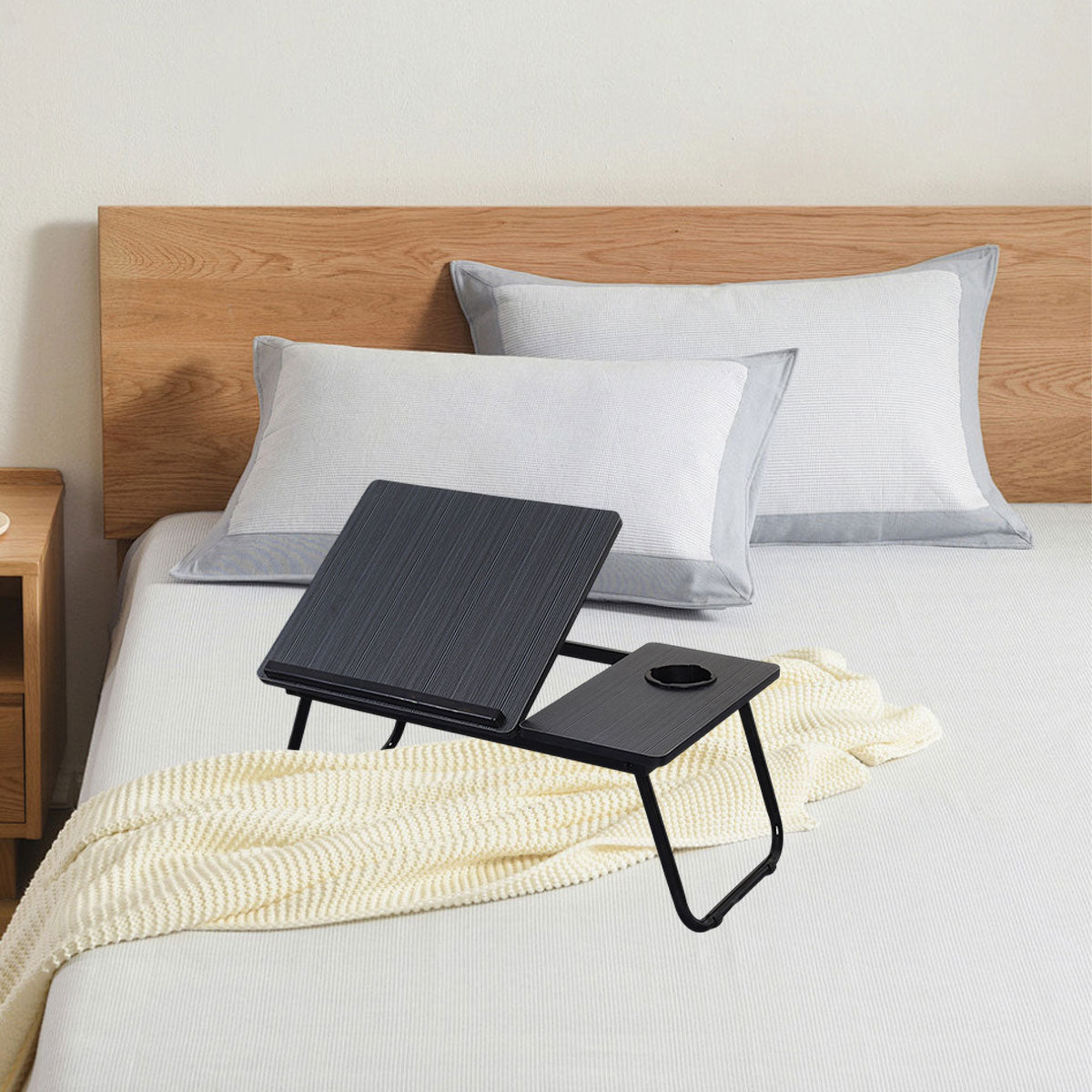 Small Foldable Bedside Table Portable Desk with Adjustable Angle