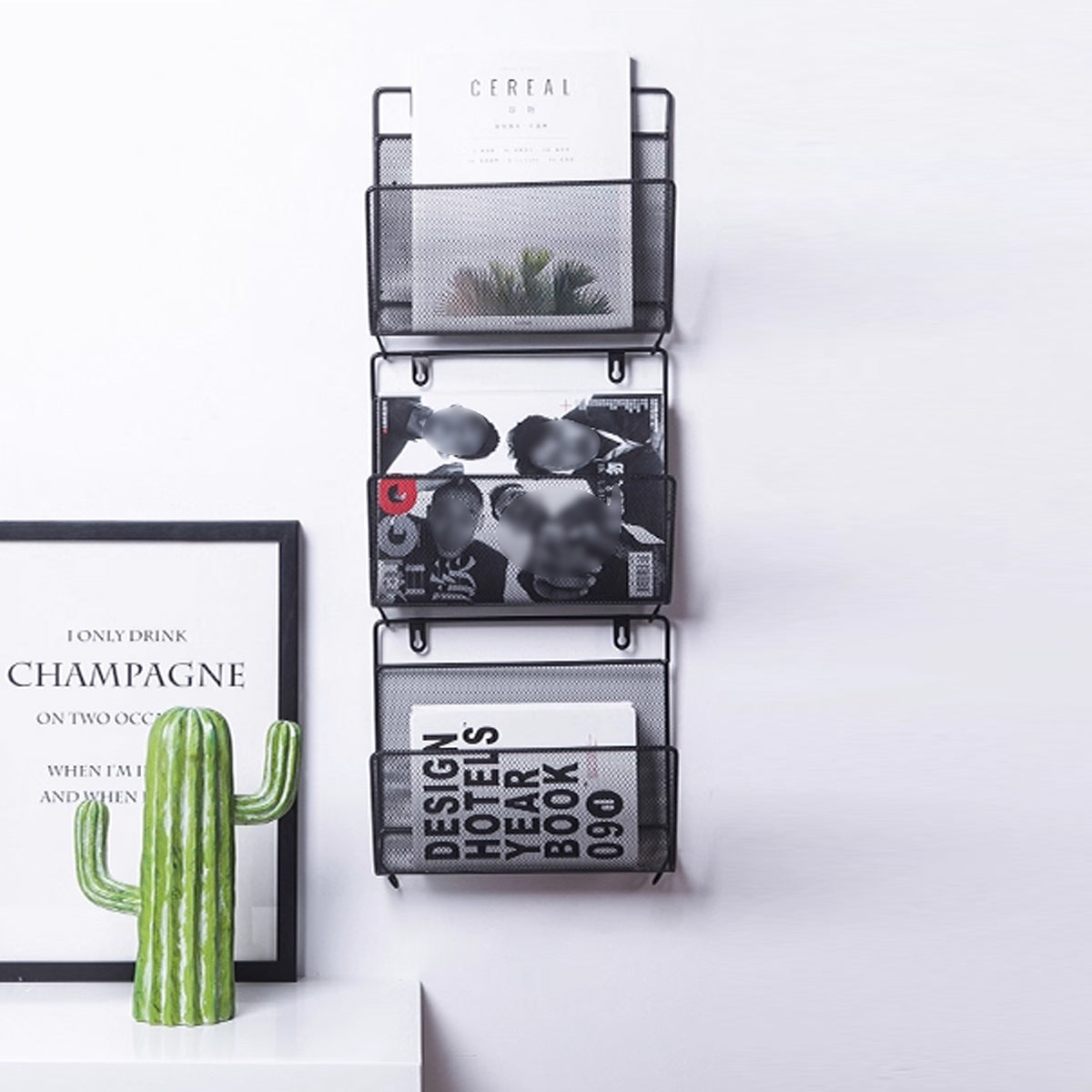 2 Pcs Wall Mount Magazine Rack Iron Book Mail Holder