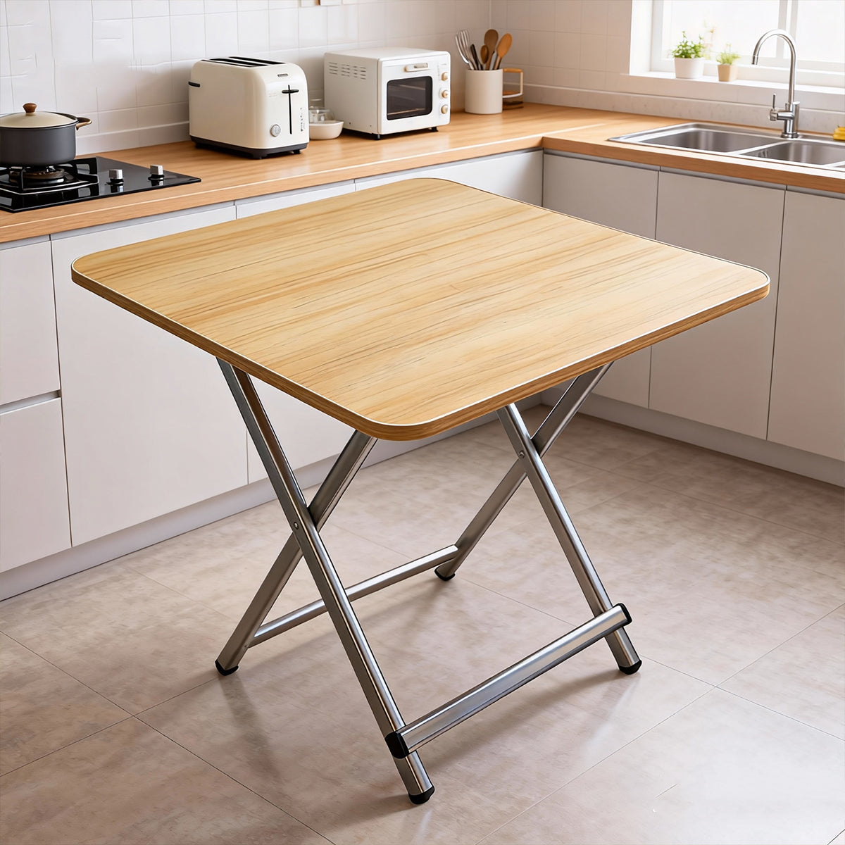 60cm Wooden Folding Square Table for Home and Workspace