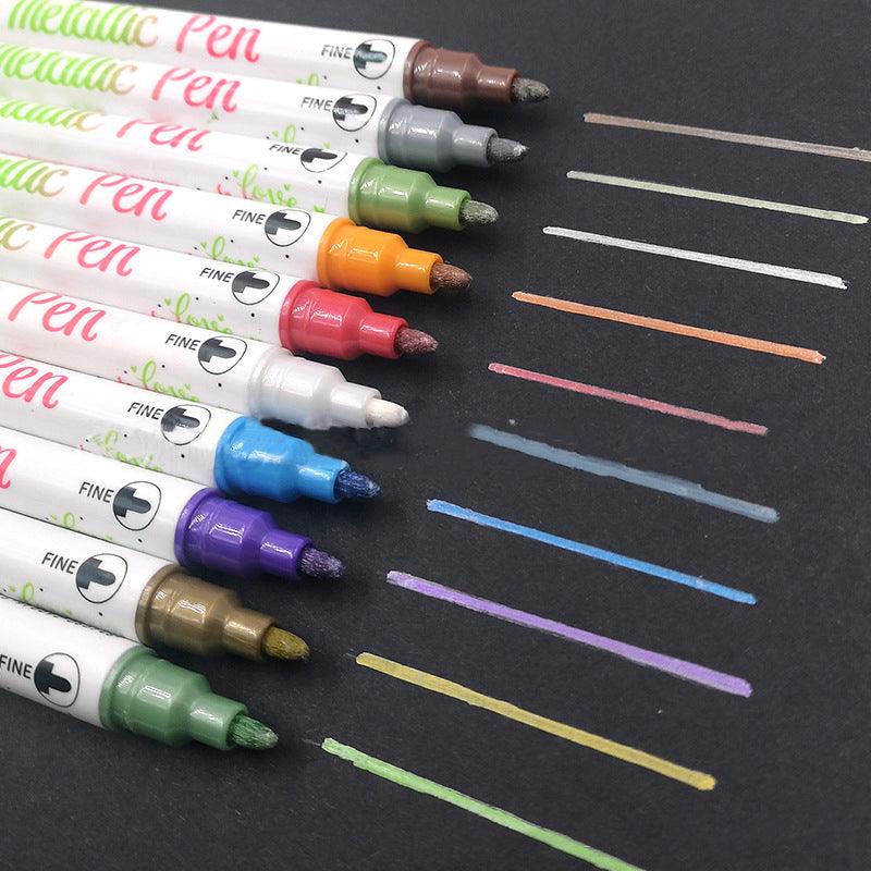 10 Pcs Metallic Marker Pens Double Head Shimmer for Albums