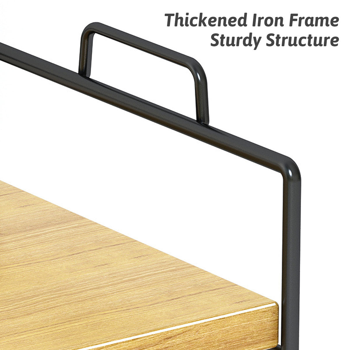 2-Tier Desktop Shelf Metal Frame and Wood Shelves