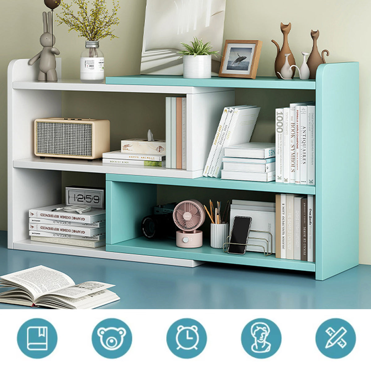 Desktop Multi Layer Bookcase Extendable Storage Rack Shelf