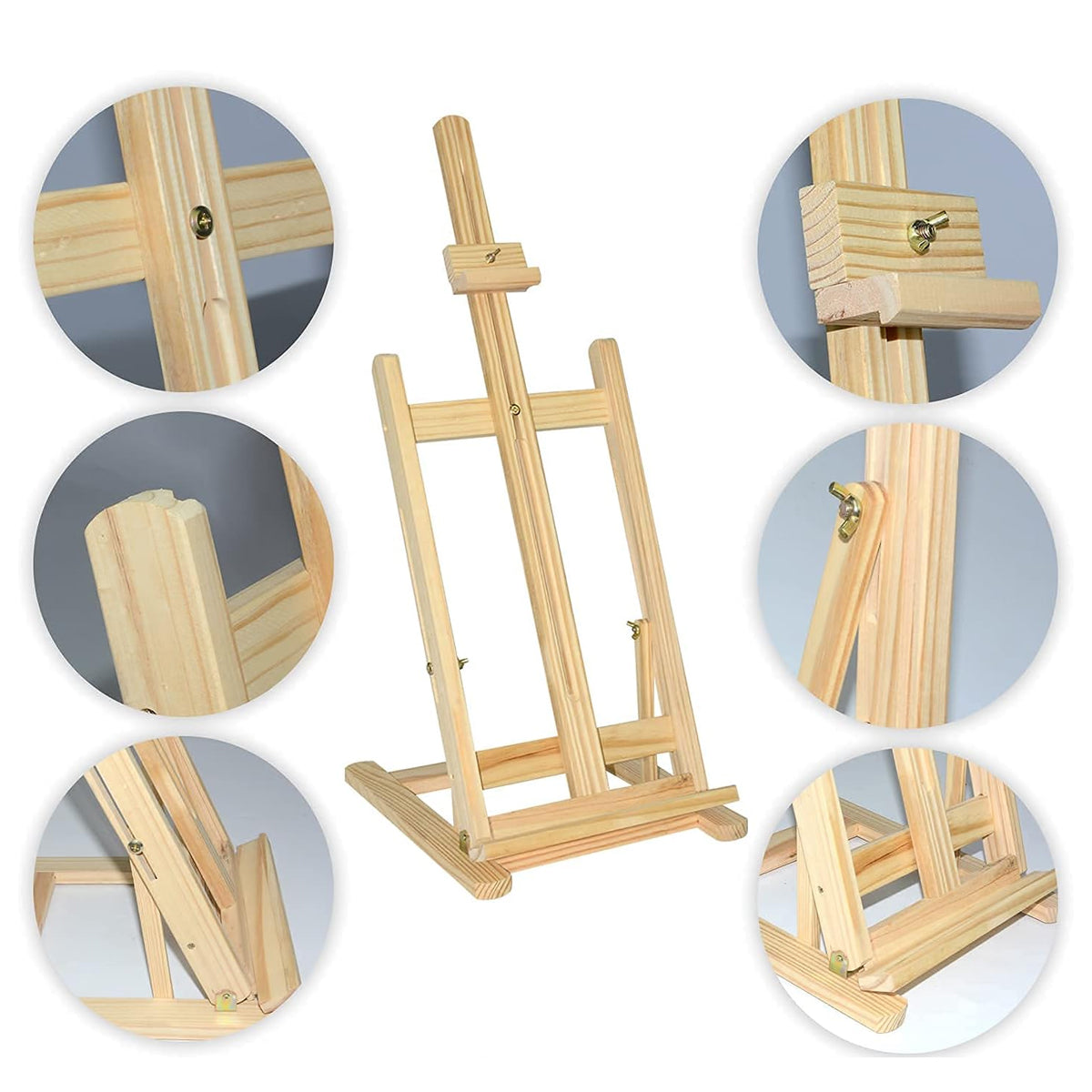 Wooden Tabletop Easel Stand Foldable Adjustable Natural Finish