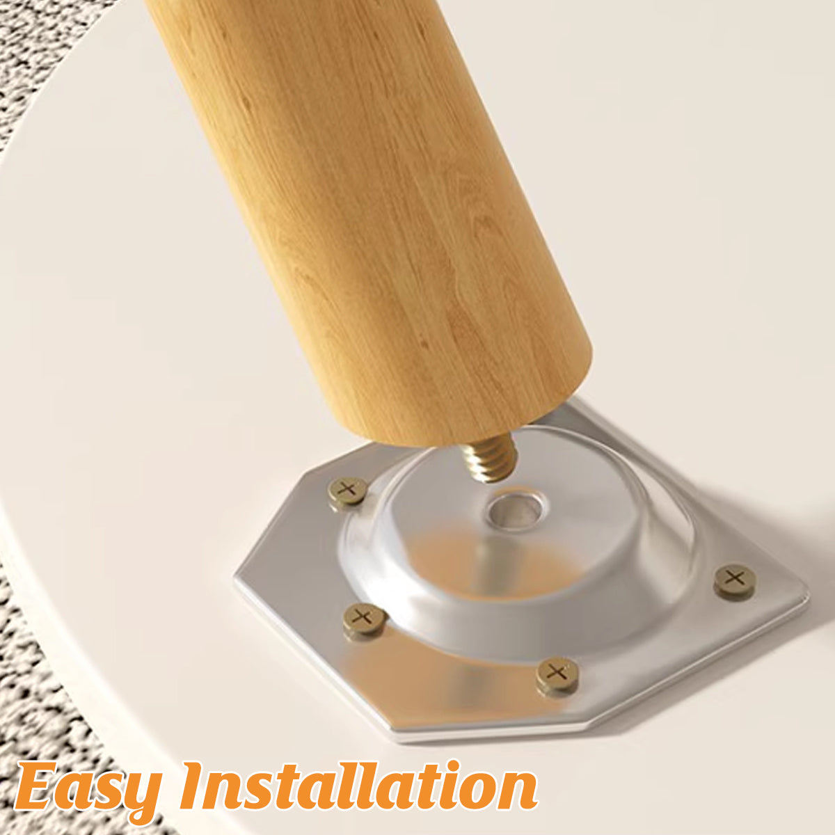 Round End Table with Solid Wood Legs and 1-Tier Design