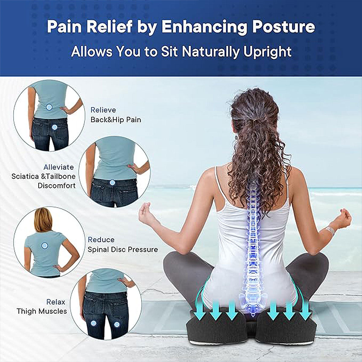 Memory Foam Seat Cushion with U-Shaped Cutout