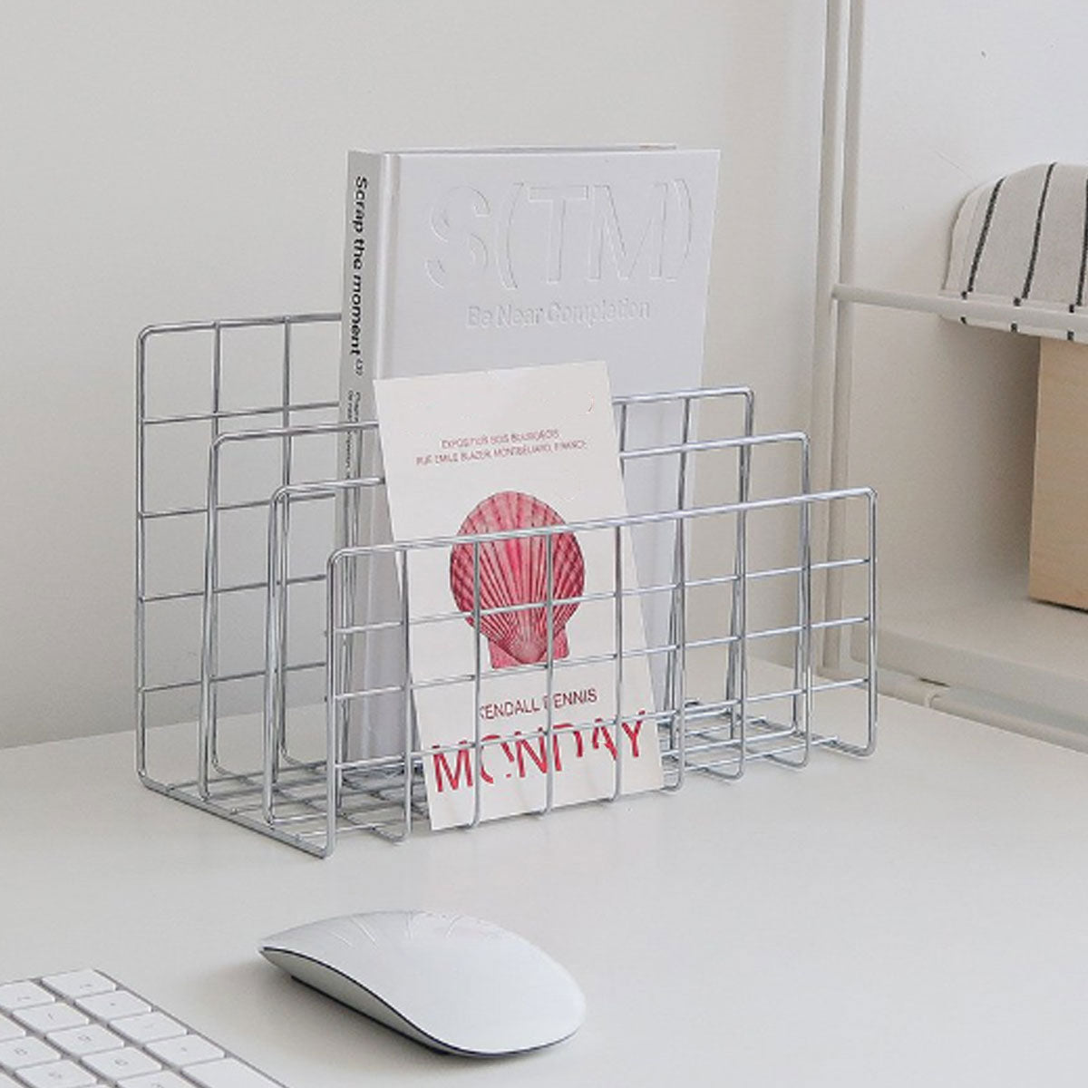 Three Layer Iron Document Organiser Rack Space Saving Silver Finish