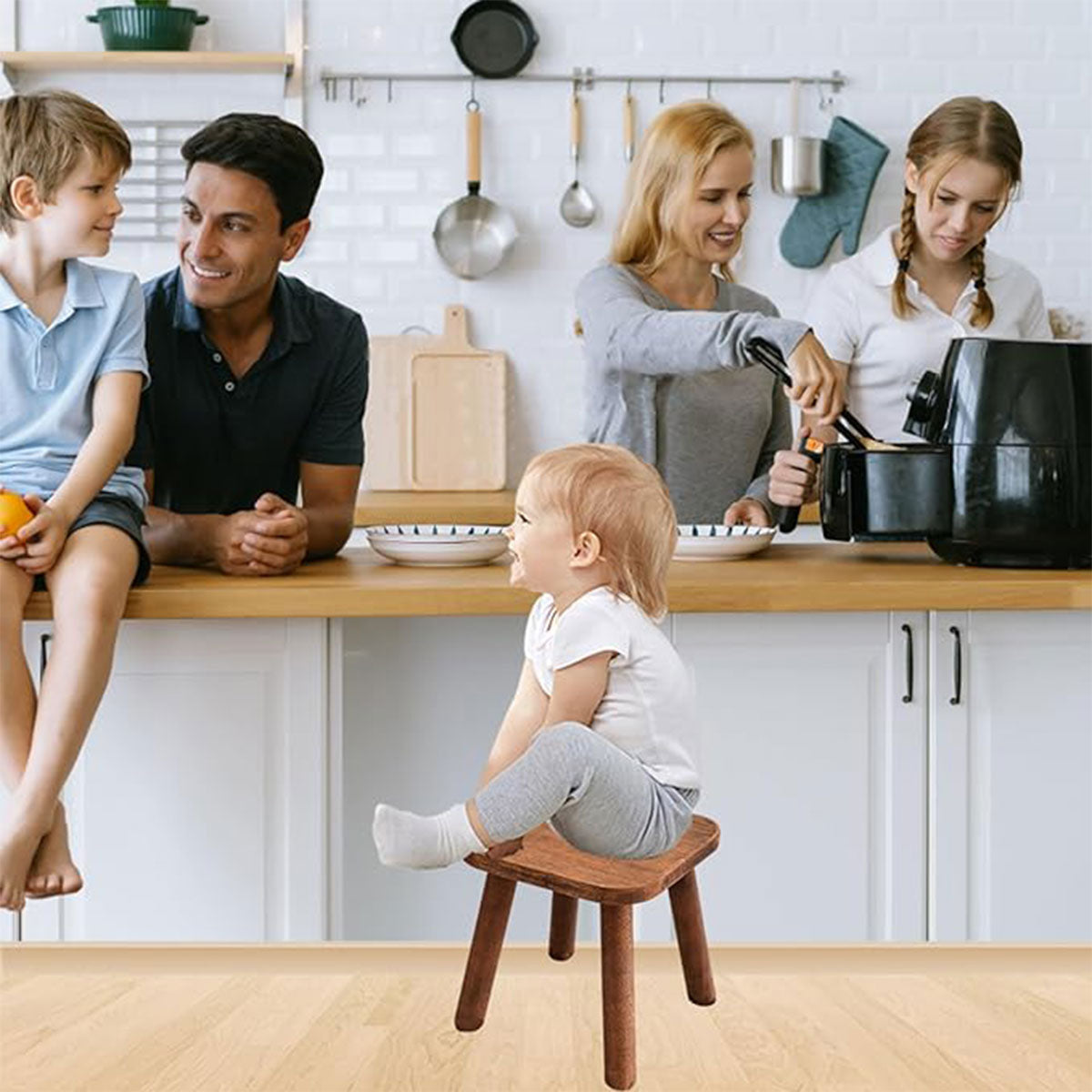 Solid Wood Short Stool for Kids Smooth Edges