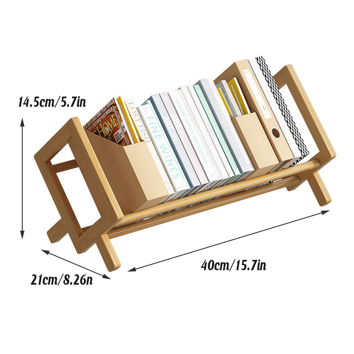 Bamboo Desktop Bookshelf Organizer for Home and Office