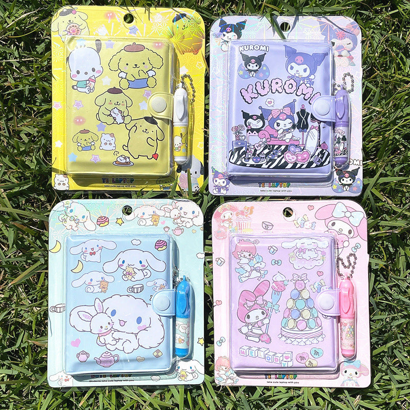 Mini Thin Notebook with Pen Cute Pattern Kid Stationery