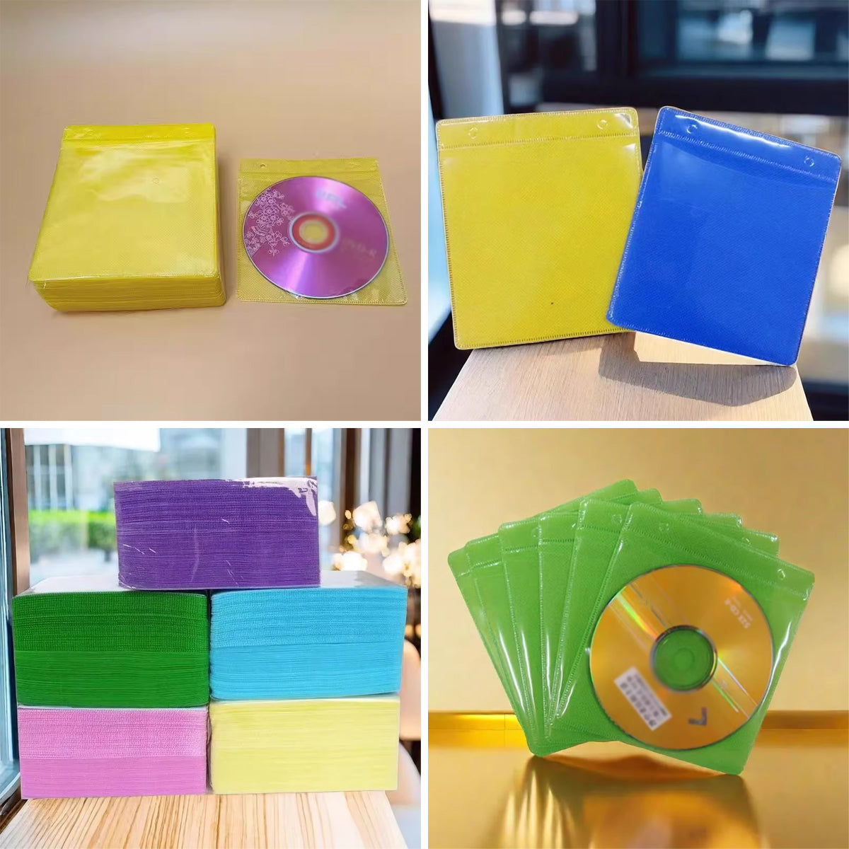 100 Pcs CD DVD Double Sided Plastic Sleeves Storage