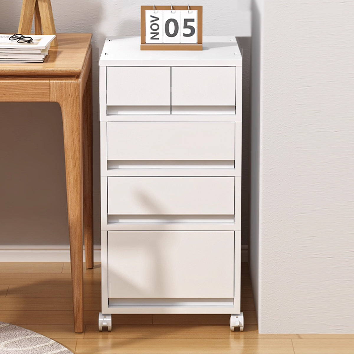 Mobile Storage Cabinet with Drawers and Rolling Casters for Office