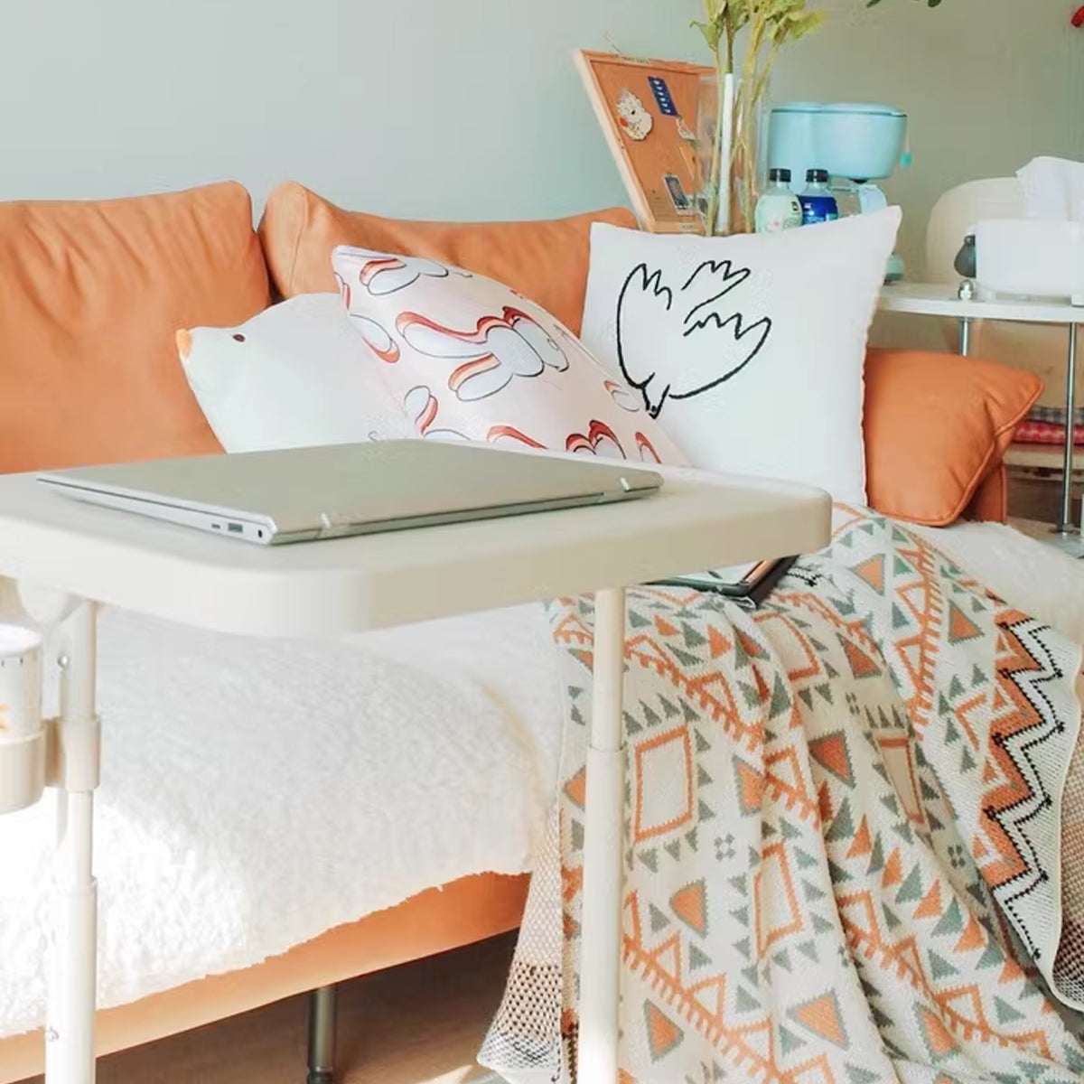 Adjustable Mobile Laptop Desk with Tiltable Top and Wheels