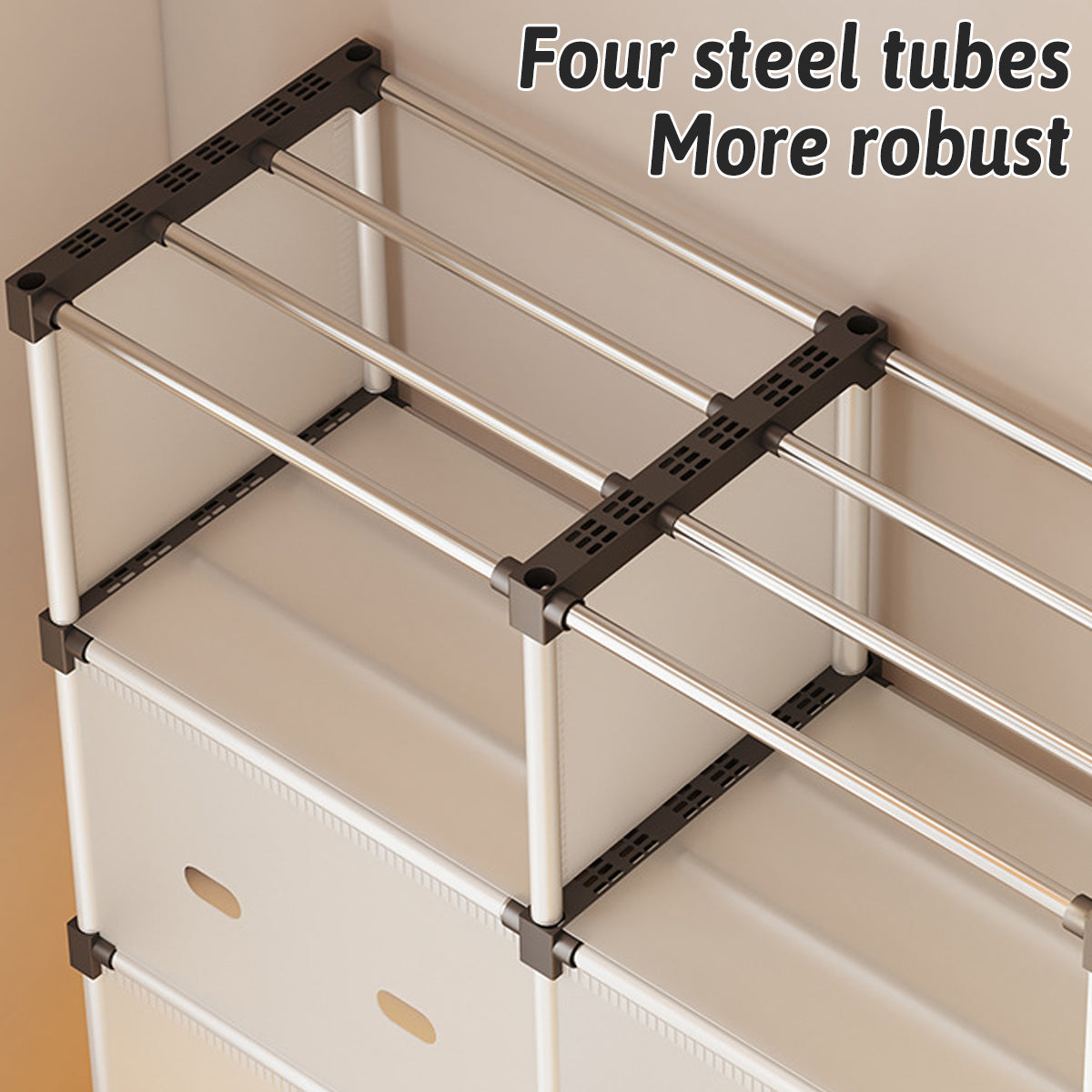 5 Tier Double Row Bookshelf Rack with Doors Storage Unit