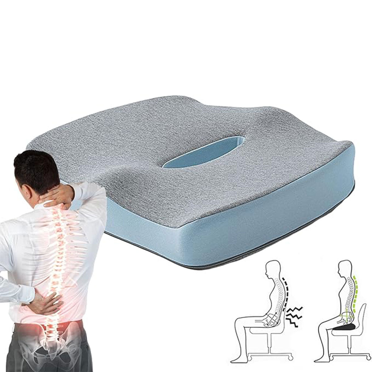 Orthopedic Coccyx Memory Foam Seat Cushion with Cover