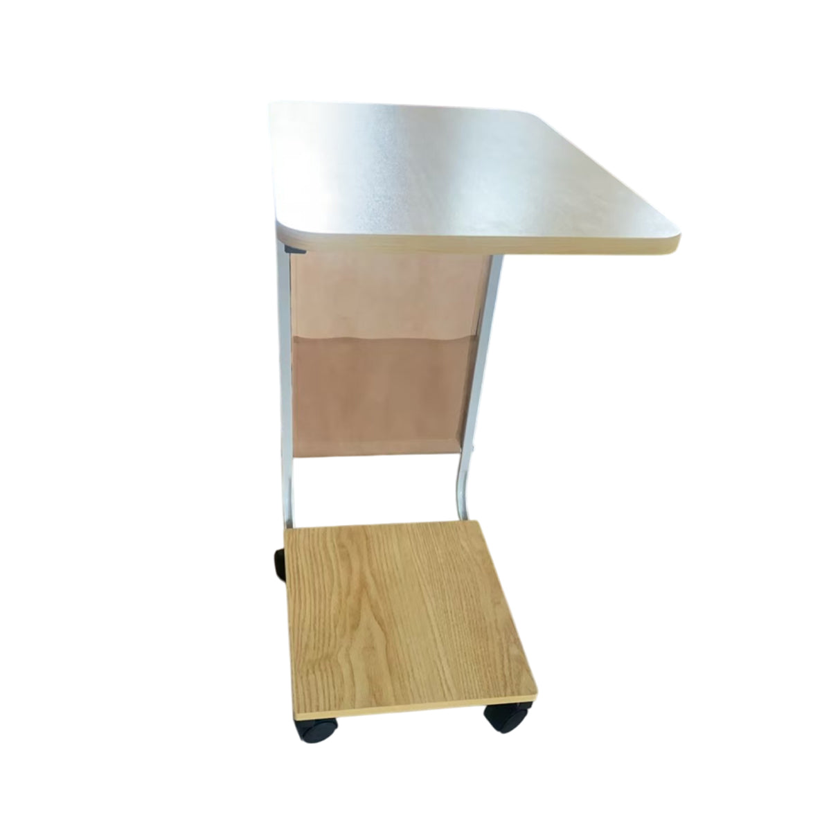 Mobile Side Table with Wheels and Magazine Pocket
