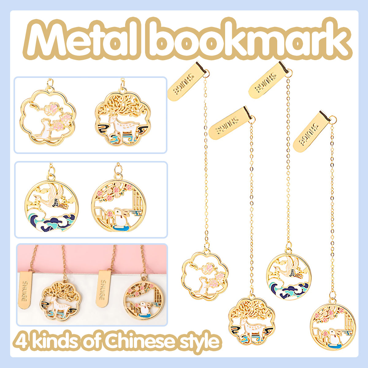 Metal Rabbit Bookmark with Tassel Pendant Retro Clip