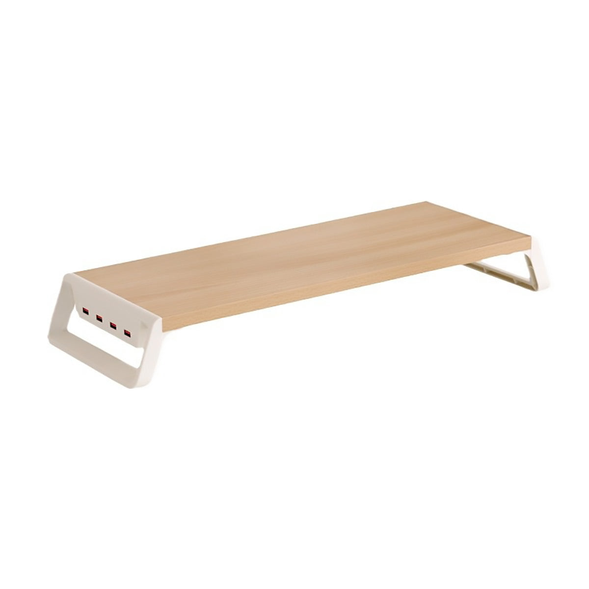 Bamboo Monitor Stand Riser with 4-Port USB Hub