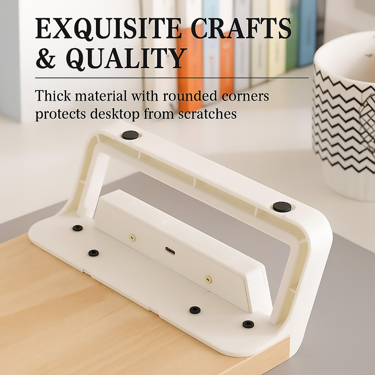 Bamboo Monitor Stand Riser with 4-Port USB Hub