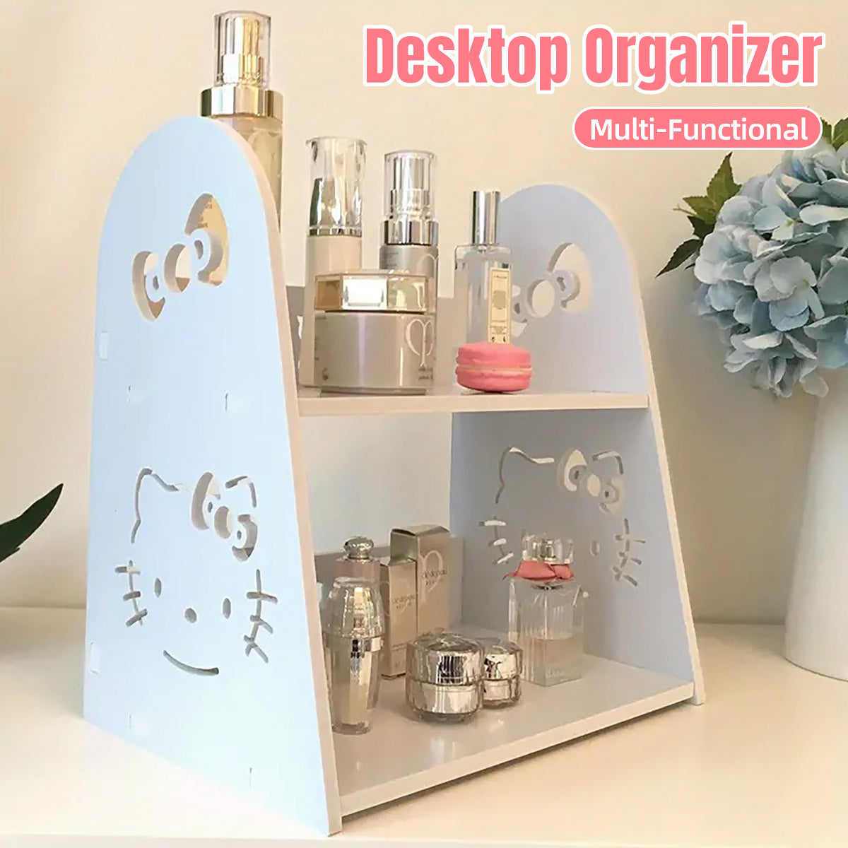 Cartoon Desktop Organizer Shelf 2 Tier High Density Fiberboard