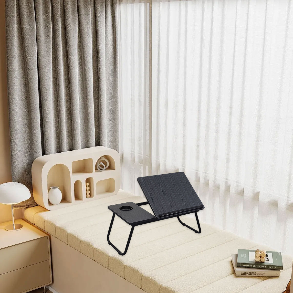 Small Foldable Bedside Table Portable Desk with Adjustable Angle